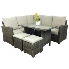 DE Gnol Dnalsi Outdoor Set with Glass Top Table + Cushion